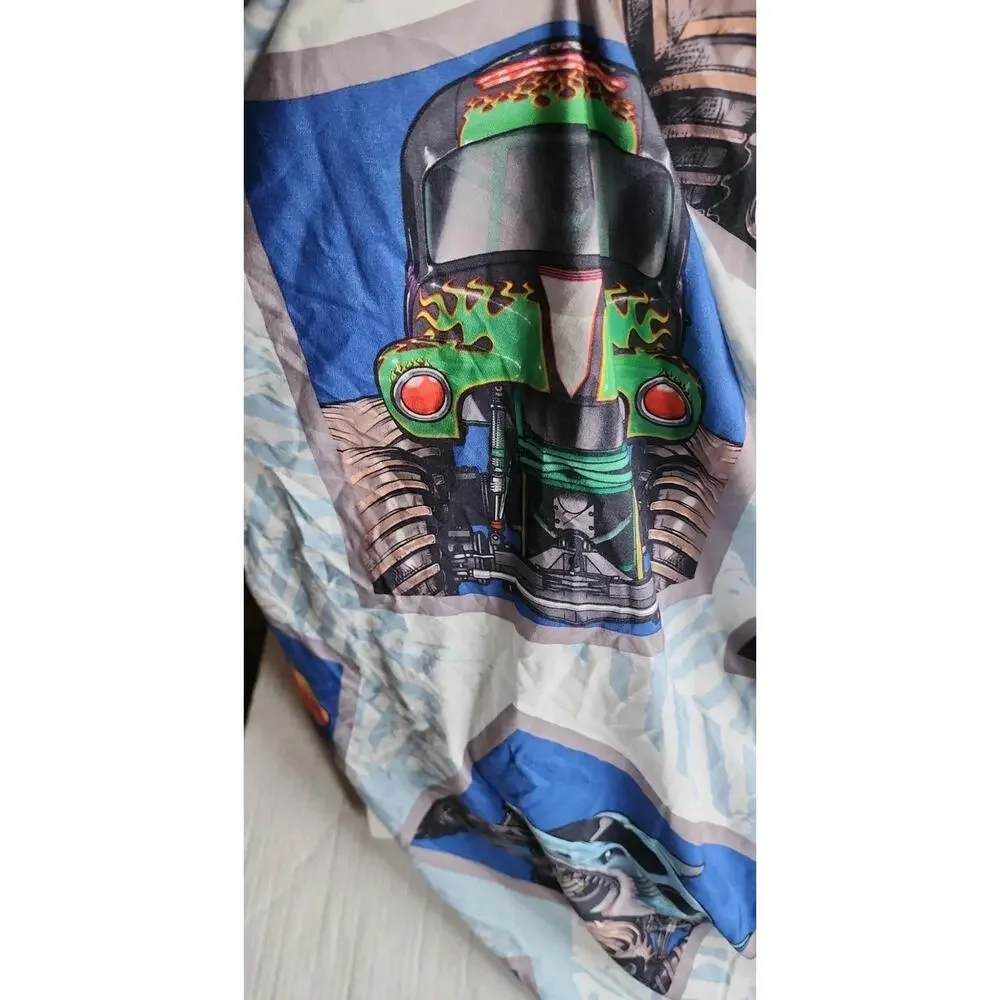 Monster Jam Twin Fitted Sheet Grave Digger Megalodon Max- D Zombie Discontinued